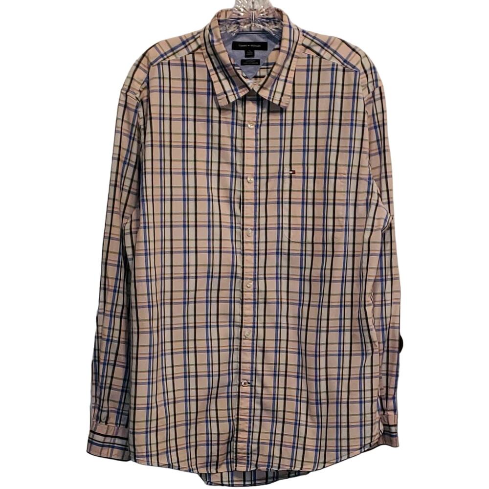 Tommy Hilfiger Men's Button Down Long Sleeve Plaid Shirt Size XL